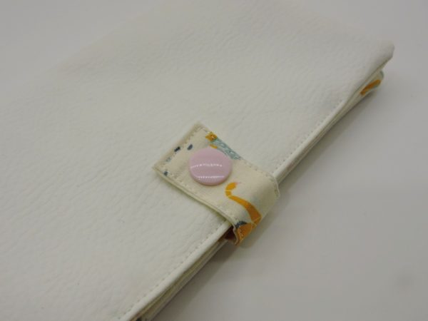 Portefeuille femme en simili cuir blanc et coton motif cygne origami2