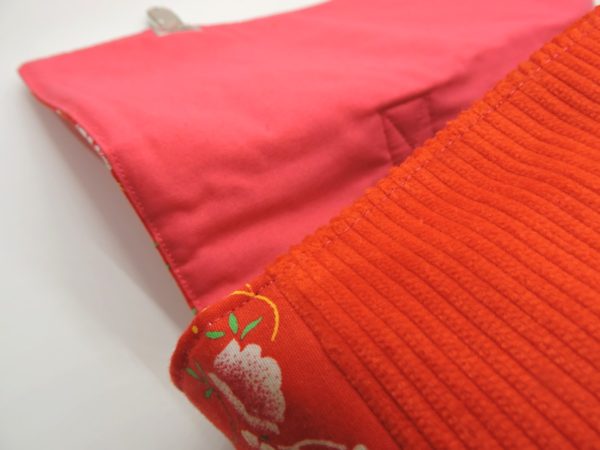 cartable maternelle velours rouge et coton pp rouge fleurs1
