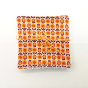 lingettes lavables fleur orange et violette1