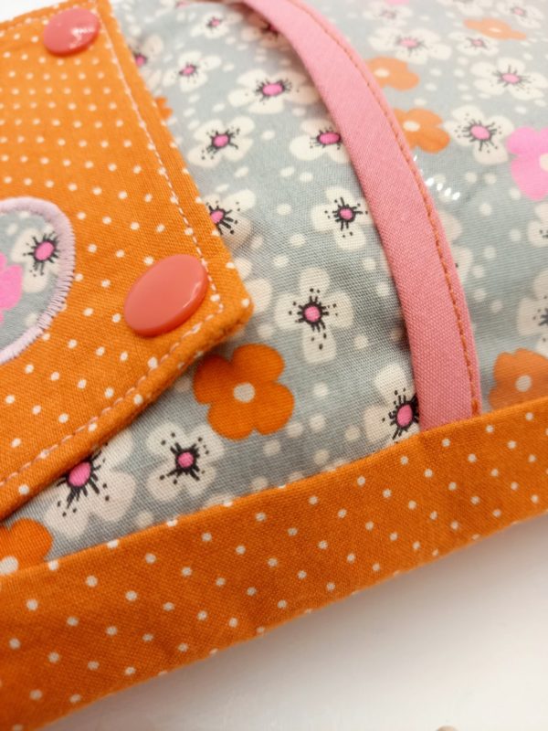 sac poussette gris fleurs rose et orange4
