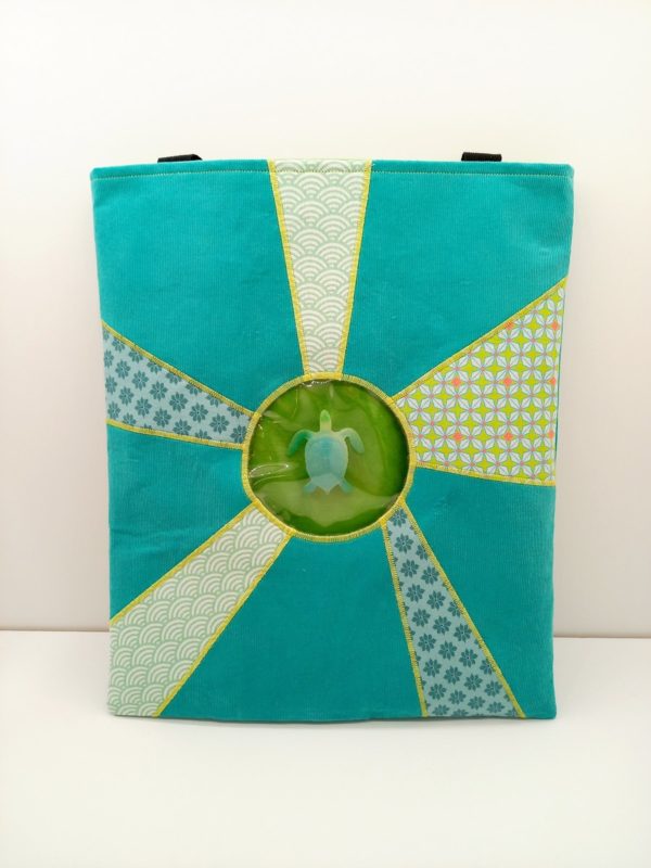 grand tote bag turquoise tortue